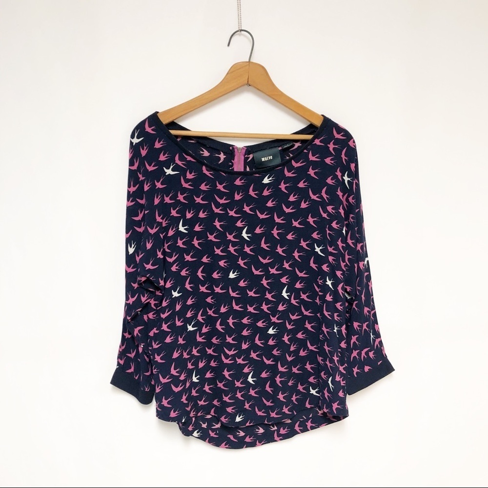 Anthropologie Maeve Bird Novelty Top Sz 2 - Picture 6 of 12